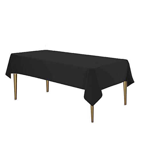 Image of Party Dimensions Black Disposable Plastic Tablecloth for Rectangle Tables (48 Pack) Premium Decorative Table Cloths for Parties, Events & Weddings, Indoors & Outdoors, 54 x 108 inches