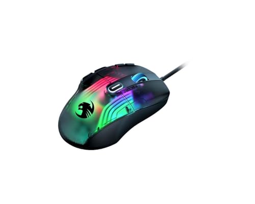 Roccat Kone XP - mouse da gioco con illuminazione 3D e sensore ottico da 19.000 DPI, rotellina 4D in cristallo, funzionalità multi-pulsante e illuminazione AIMO RGB, nero - Mouse gaming - Immagine 3