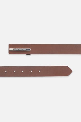 Image of Louis Philippe Men's 100% Italian Leather Shiny Nickel Buckle Formal Profile Belt