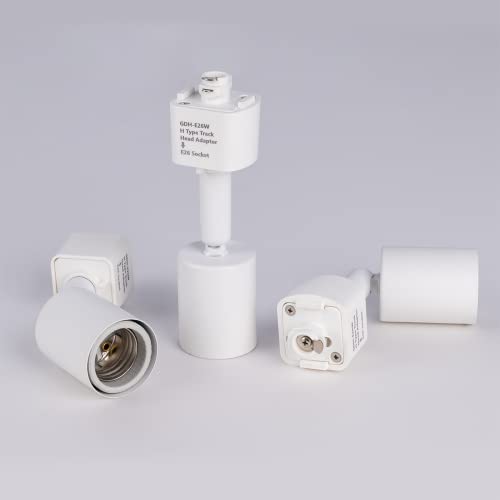 Mirrea H Type Track Lighting Head To E26 Medium Screw Base Adapter Light Direction Adjustable Pack Of 3 (White) #TOP6