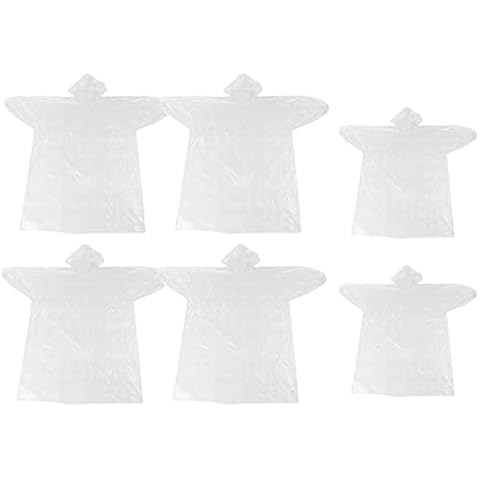 6PCS Disposable Rain Ponchos, BDSHUNBFPoncho Waterproof, Light Weight Rain Poncho with Drawstring Hood for Women Men Kids, Emergency Raincoat for Hiking Camping Travel Outdoor Activities Cover