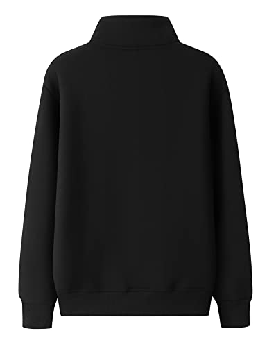 Rxozrxoz Men's Winter Fleece Sherpa Lined Warm Pullover Quarter Zip Long Sleeve Solid Color Sweatshirt With Pocket (Black-S) #TOP6