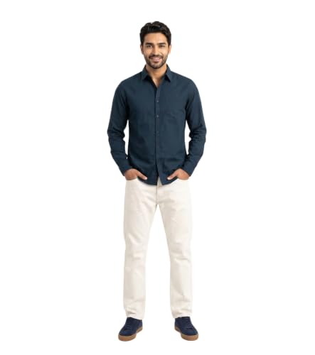 Image of Amazon Brand - INKAST Men Solid Cotton Shirt | Casual Wear | Basic Essential Plain Everyday & Office Wear | Full Sleeve | Regular Fit