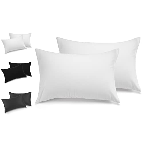 TOCOMOA Kissenbezug 40x80 cm 2er Set - Kissenhülle 100% Baumwolle mit Reißverschluss, Superweicher Kopfkissenbezug 40x80, Renforcé Kissenbezüge Weiß Cover