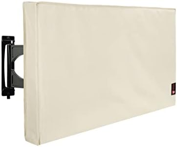 iBirdie Outdoor TV Cover 28 to 32 inch Weatherproof, Cover Size 29''L x 19''H, Waterproof for Outside Flat Screen 28 to 32 inch TV, Beige, 600D Thick Fabric Screen Protector with Bottom