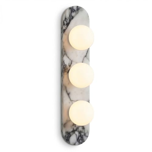Image of Natural Marble Wall Sconces, 3-Light Alabaster Light, Hardwired Wall Light Fixtures, Modern Wall Mount Wall Lights for Dining Room Stairs Bedroom