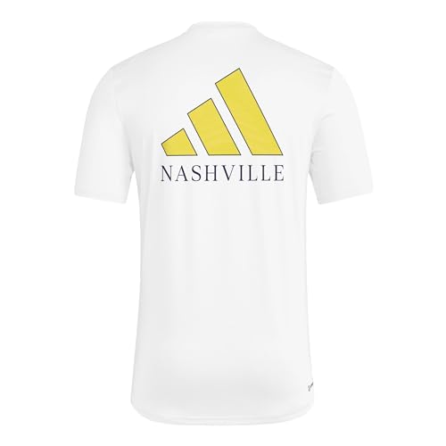 adidas Men's Short Sleeve Pre-Game T-Shirt, White/Nashville Soccer Club, Large - image 2