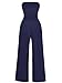AUXDIO Spring One Piece Fashion Long Jumpsuit High Waist Breathable Off Shoulder Casual Everyday Overalls Navy Blue M
