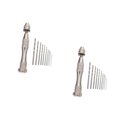 Lurrose 2 Sets Manual Hole Punch Tool Drill Hole Punch Set Micro Hand Drill Bit for DIY Projects