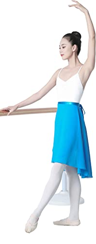 Hoerev Adult Sheer Wrap Skirt Ballet Skirt Ballet Dance Dancewear Lightblue, L
