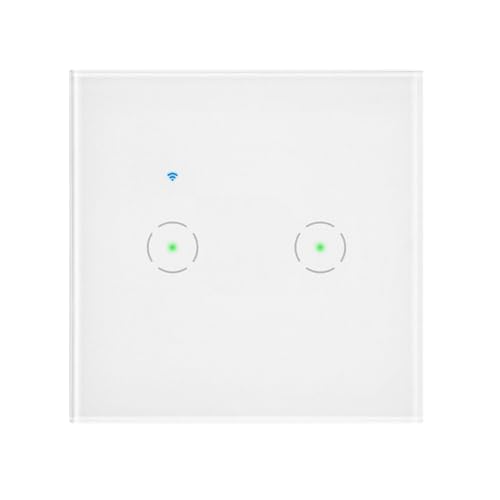 Miratic Interruttore intelligente Tuya Smart Home – Interruttore a parete doppio incasso con telecomando tramite app compatibile con Alexa e Google Home (bianco)