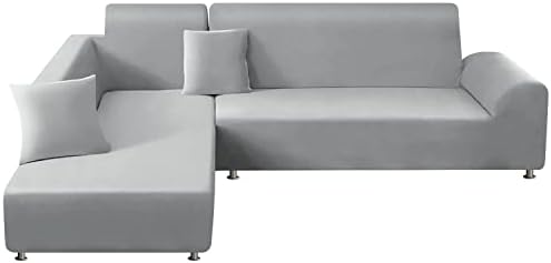 Mingfuxin L-Shaped Sofa Slipcovers, 2PCS Jacquard Polyester Fabric Stretch Sofa Covers Furniture Protectors + 2 Pillow Covers for L Shape Sectional Sofa Couch (L-Shaped 3+3 Seats, Printed#06)