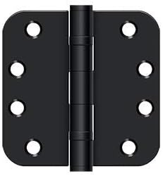 Deltana S44R5HDB1B 4 Height X 5/8 Radius Commercial Ball Bearing Mortise Hinge Radius Corner Black Pair