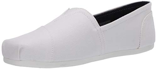 Skechers BOBS Women's Bobs Plush-Peace & Love Ballet Flat, White/Red/Navy, 7 M US