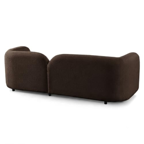 Image of CRAFTCITY Curved 3 Seater Cloud Sofa Upholstered 3 Seater Sofa for Living Room Bedroom Home Office Meeting Room Velvet Fabric Sofa (Brown)