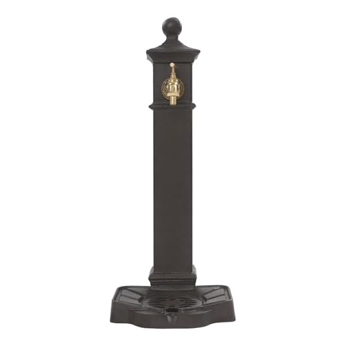 banborba Iron Outdoor Water Column with Faucet, Freestanding Floor Mounted Hydrant Water Tap, Retro Water Column for Garden Farm Pasture Backyard Irrigation Washing - Brown