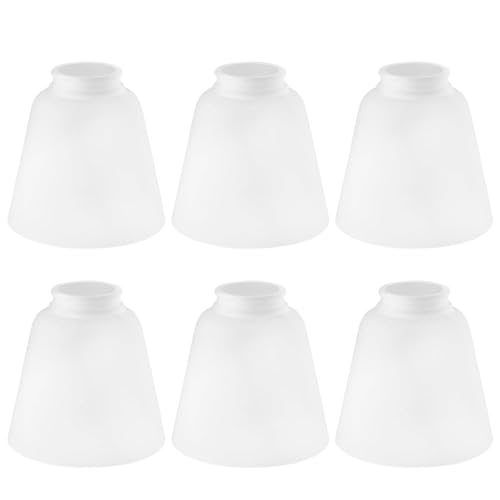Image of 6-Pack White Frosted Glass Lamp Shade Replacements, 4.7in Height, 4.7in Diameter, 2.1in Fitter, Open-top Shaped Shade Covers Glass Globe for Light Fixtures Chandelier Wall Sconce
