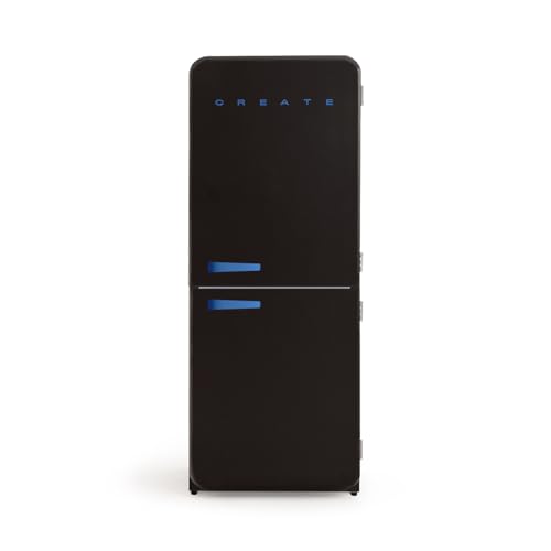 CREATE / RETRO FRIDGE COMBI 185 COBALTO/Frigorífico combi negro maneta azul cobalto con congelador 401L / 190W, sistema No Frost, 3 estantes, 2 cajones, regulador temperatura, 70x65x185 cm