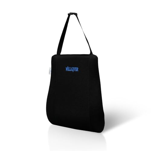 WELLGIVER Memory Foam Car Backrest | 2-Year Warranty | Ergonomic Lumbar Support Cushion for Long Drives & Daily Commutes – Universal Fit for All Car Seats | 17 x 14 x 3 Inch | Black Mesh Cover