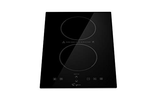 Empava Electric Stove Induction Cooktop Vertical With 2 Burners Vitro Ceramic Smooth Surface Glass In Black 120V, 12 Inch #TOP1