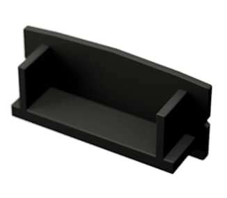 Aluminium Profil Leiste für Led Streifen WIDE-20 in silber eloxiert extra breite Bauweise inklusive Abdeckung/Endkappen und Halterungen optional erhältlich (2er Set Endkappen Schwarz Black) Cover