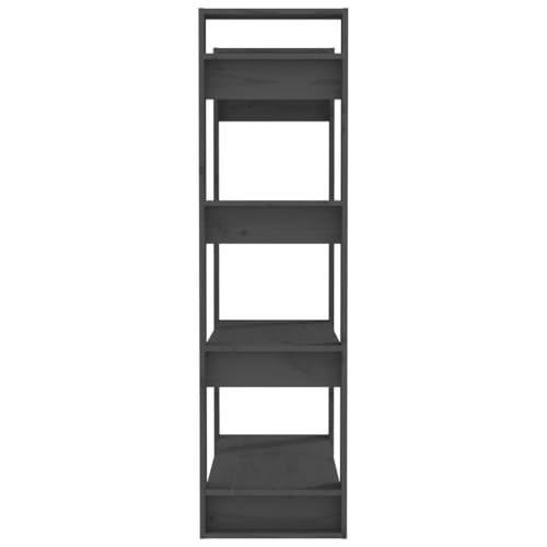 Estantería para libros gris de madera maciza de pino con dimensiones 80x35x125 cm 8