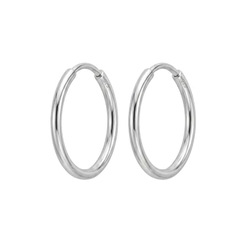 Image of Parnika MJ 925 Medium Size 15mm Diameter Bali Hoops Silver Earrings in Pure 92.5 Sterling Silver for boys /girls /men /women