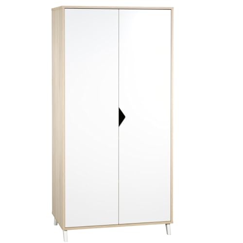 Armoire Enfant | Meuble Rangement Enfant 2 Portes | Scandi Naturel | 85 x 175 x 56 cm | Fabriqué en France | Babyprice par Sauthon