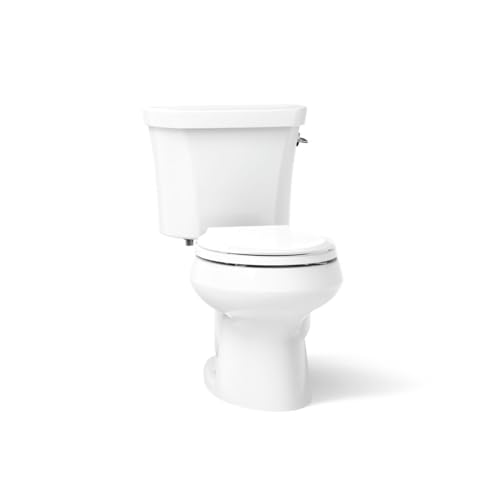 KOHLER K-3987-RA-0 Wellworth Round-Front Dual-Flush Toilet with Class Five Flush Technology and Right-Hand Trip Lever, White, 2 Piece