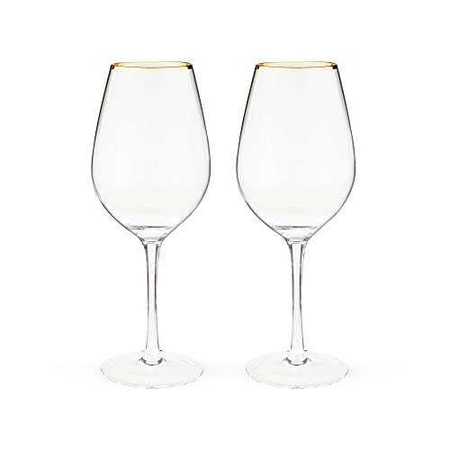 Twine Gilded Gold Rimmed Clear Set, Stemmed Wine Glasses, Set Of 2, 14 Ounces #TOP6