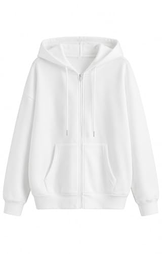 Image of Rabboni Women's Solid Zip-Up Hoodie Jacket | Full Sleeve Hooded Sweatshirt with Kangaroo Pockets | Casual Winter Wear Hoodie for Women