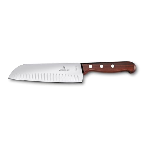 Victorinox Wood, Profi Santokumesser, Extra Scharfe Klinge, Kullenschliff, 17 cm, Edler Holzgriff, Rostfreier Stahl, braun