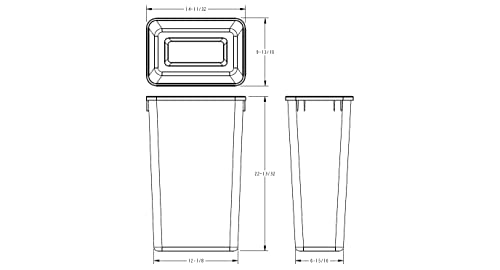 Hardware Resources Plastic Trash Can - Indoor Garbage Bin For Kitchen, Home, Office & Commercial Use - Large Waste Disposal Tub, Can-50Gry Plastic Waste Container- 50-Quart (12.5-Gallon), Grey, 4 Pcs #TOP1