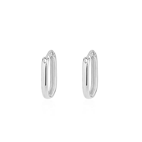 20Mm Oval Hoop Earrings 925 Sterling Silver Minimalist Square U-Shaped Small Huggie Hoops Chunky Tube Leverback Earrings Hypoallergenic Jewelry Gifts For Women Girls (White Gold) #TOP17