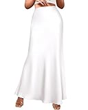 BTFBM Womens Fall Skirts 2025 Business Casual Clothes High Waisted Cocktail Party Wedding Guest Mermaid Maxi Skirt(White, Large)