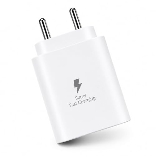 Image of 25W C-Type Super Fast Adapter Compatible with Samsung Galaxy Charger Adapter for S24 /S23 /S23 fe /S25 /S26 /21 fe /A17 /F16 /M36 /M17 /M06 /M05 /F07, M07 /F70e /M47 5g, White