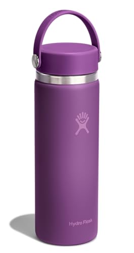 Image of Hydro Flask Water Bottle - Insulated Stainless Steel - Wide Mouth Flex Lid, Non Spill, Leakproof and Refillable in 20 Oz Beachplum Purple