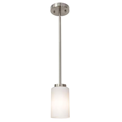 Todoluz 1-Light Farmhouse Chandelier Pendant Light Fixtures With Opal White Shades, Hanging Ceiling Pendant Lighting Brushed Nickel For Kitchen Dining Room Study cover