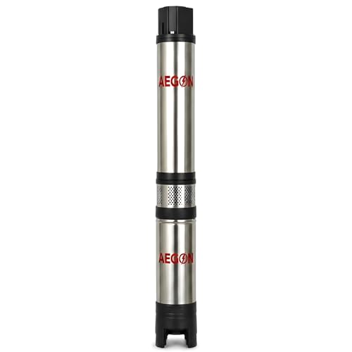 Image of AEGON HydroMax 1 HP Borewell Submersible Pump | 10 Stage Oil Filled Motor | 4 Inch Deep Well Water Pump | 42m Head, 83 LPM Flow | Copper Winding | For Home, Agriculture & Irrigation