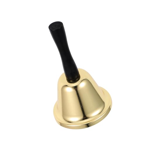 Angoily Campana de Mano de Acero Inoxidable con Sonido Claro para Servicio Escolar Llamada Bodas y Decoración Navideña Timbre Rústico Dorado para Hotel y Restaurante