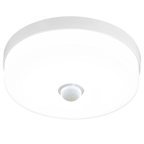Weskjer Plafón LED con Detector de Movimiento - Lampara de Techo con Sensor de Movimiento 6500K Luz de Techo Moderna con Luz Blanca Fría Plafon LED Redonda para Pasillo Escalera Garaje (24W)