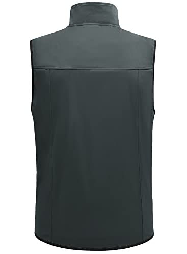 Gopune Men's Lightweight Softshell Vest Outerwear Windproof Water Resistant Sleeveless Hiking Golf Jackets Deep Grey,L #TOP1