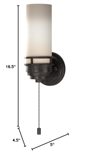 Design Classics Lighting Contemporary Single Light Sconce with Pull Chain Switch and Glass Shade - Bronze Finish