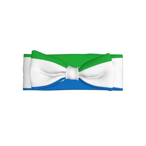 Soft Polyester Sierra Leone flag Baby Bow Headband Gentle, Stretchy, Stylish Hairband for Infants 0 to 6 months