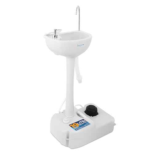 SereneLife Lavandino da Esterno, Lavandino Portatile da Campeggio con Rubinetto, Serbatoio Acqua, Dispenser di Sapone e Porta Asciugamani