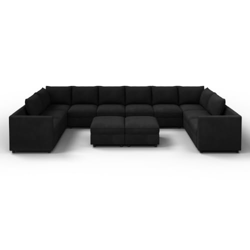 Image of HONBAY Oversized Modular Sectional Sofa Set with Storage,Black