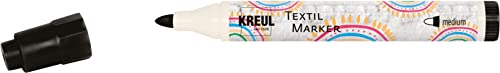 Kreul 90771 - Textil Marker medium, noir, épaisseur de trait env. 2 à 4 mm, crayon de couleur pour tissus et textiles clairs, résistant au lavage après fixation