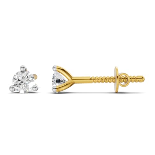 0.1 Ct Lab Grown Diamond Stud Earrings for Women, 14K Yellow Gold