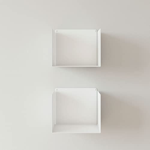 KION HOME | Juego de 2 Estantes Metálicos Cubo Flotantes de Pared | Estantería Ideal para organización de Libros y Cocina | Acero Lacado al Horno | Fabricado en España (White) Cover