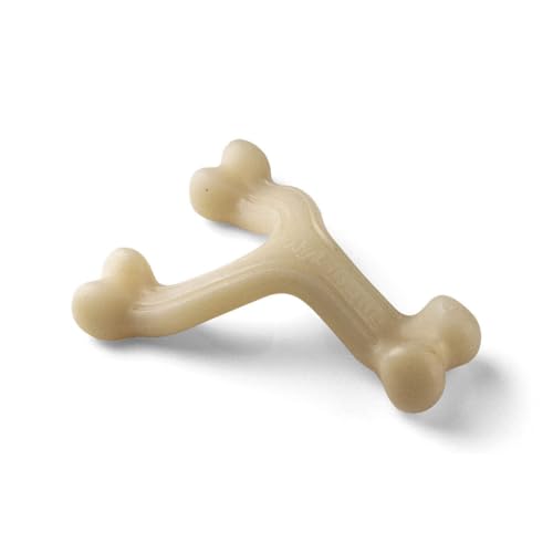Nylabone Maximum Strength Tough Extreme Gourmet Wishbone giocattolo da masticare per cani, infuso con sapore extra di pollo in tutto l'osso, grande, per cani da 0 a 23 kg